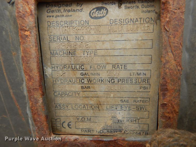 image for item DF5945 2012 Volvo EC380DL excavator