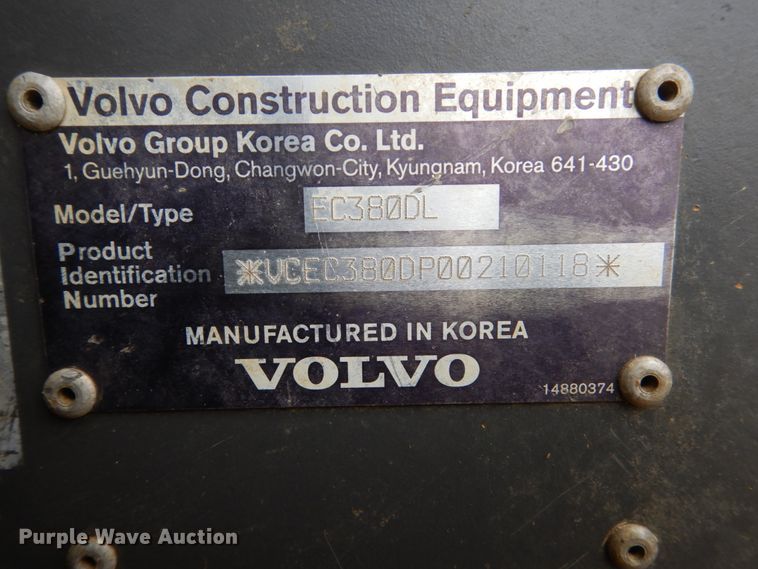 image for item DF5945 2012 Volvo EC380DL excavator