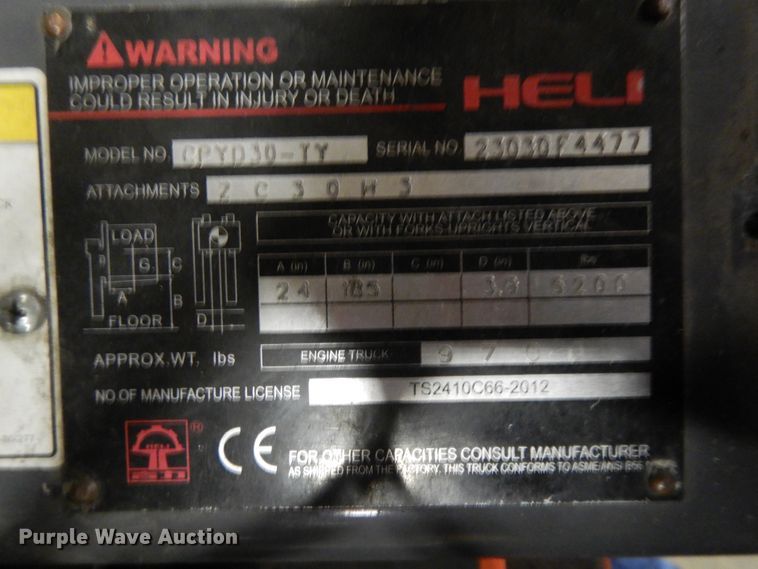 image for item DF6004 Heli CPYD30-TY forklift