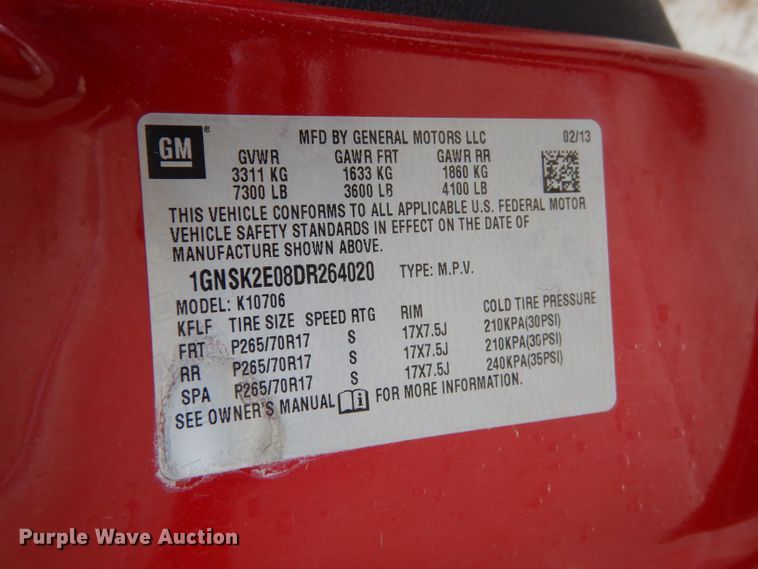 image for item DG6347 2013 Chevrolet Tahoe Police  SUV