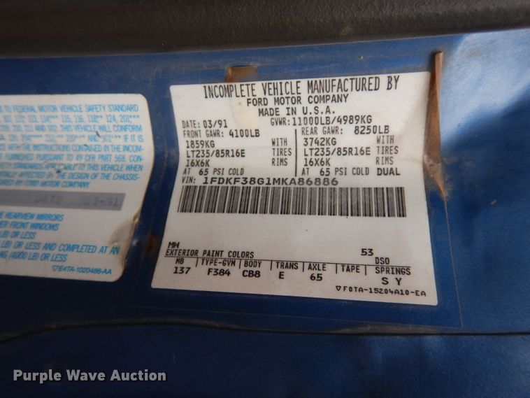 image for item DG6375 1991 Ford F350 XL brush fire truck