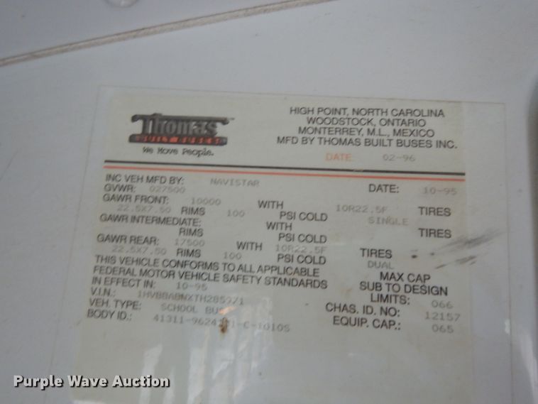 image for item DG6377 1996 International 3800 school bus