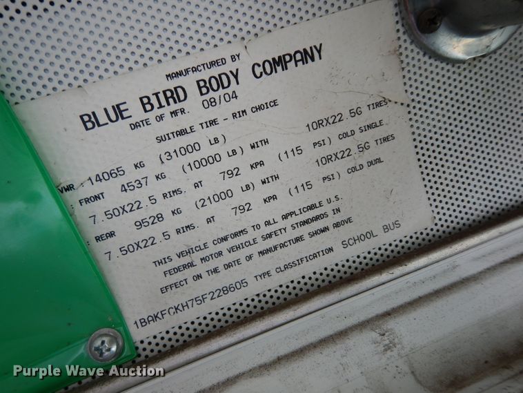 image for item DG6380 2005 Blue Bird Vision school bus