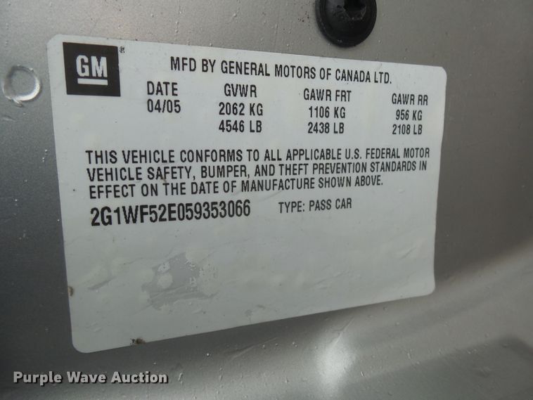 image for item FR9516 2005 Chevrolet Impala