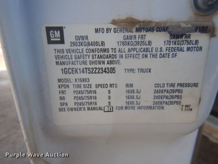 image for item FX9013 2002 Chevrolet Silverado 1500  pickup truck