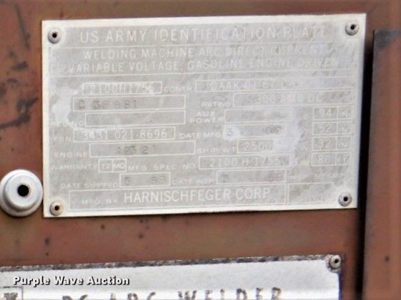 image for item GD9026 1959 Hernischfeger 2100H1755 generator