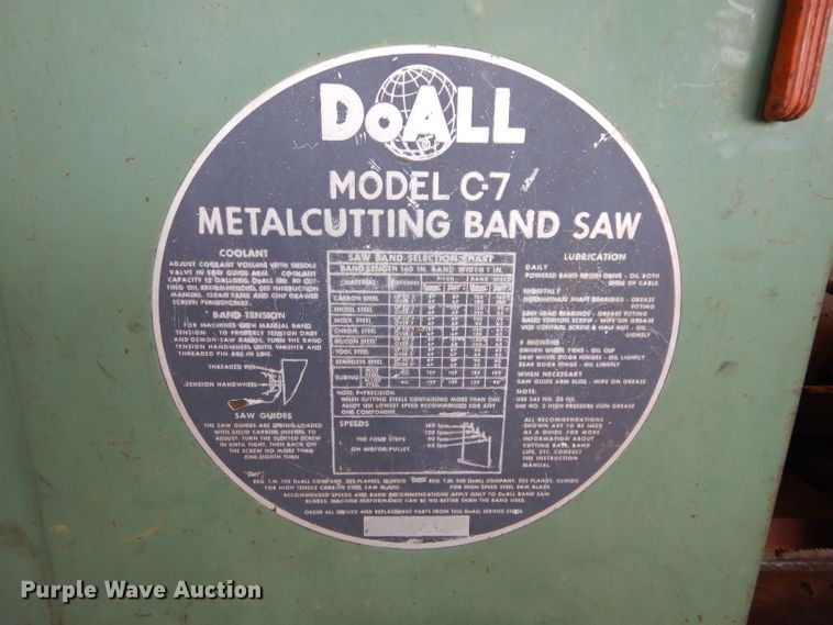 image for item GK9086 Do-All C-7 metal bandsaw