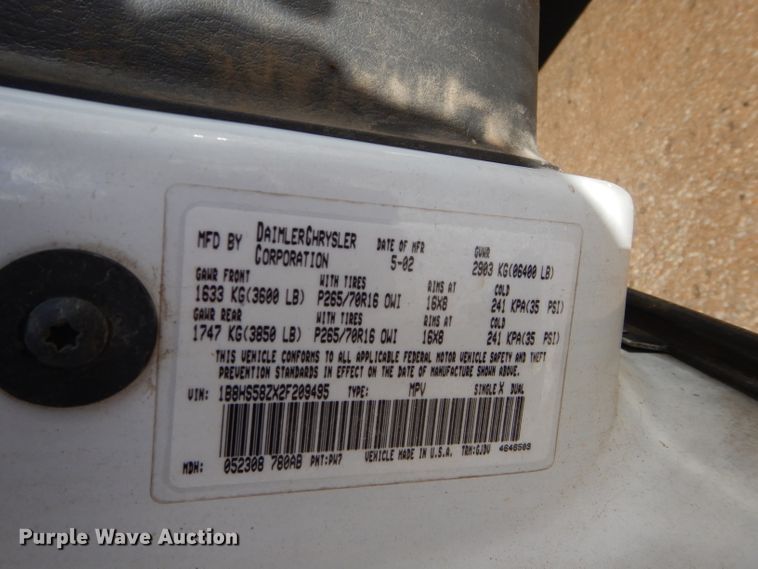 image for item GK9116 2002 Dodge Durango  SUV