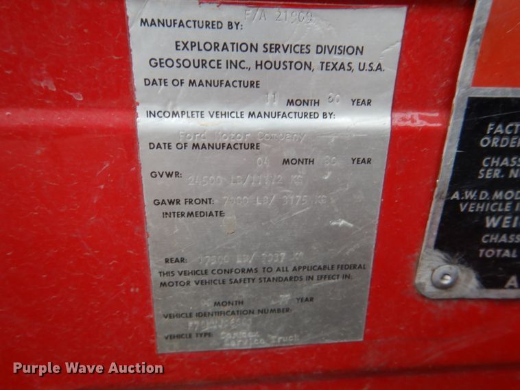 image for item GO9063 1980 Ford F700 truck cab and chassis