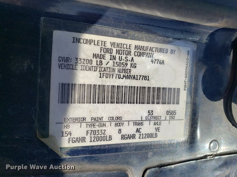 image for item GO9277 1992 Ford F700 sewer jetter truck