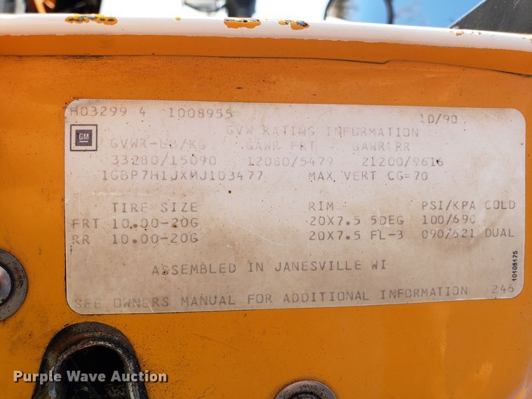 image for item GO9279 1991 Chevrolet Kodiak C6500 dump truck