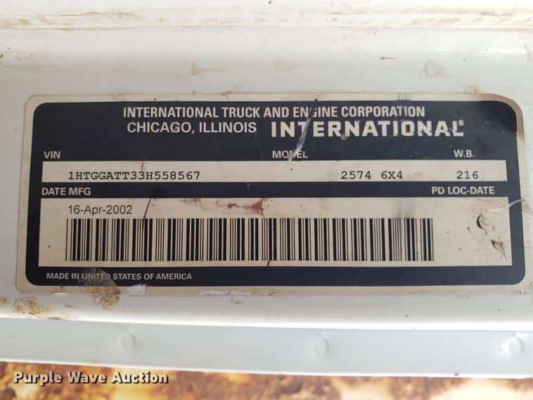 image for item GO9291 2003 International 2574 dump truck