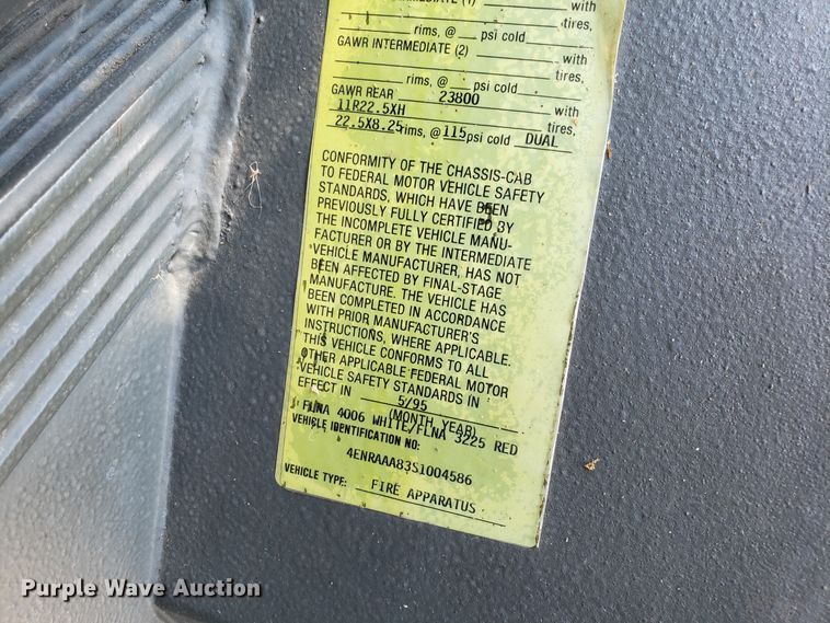 image for item GO9292 1995 E-one fire truck