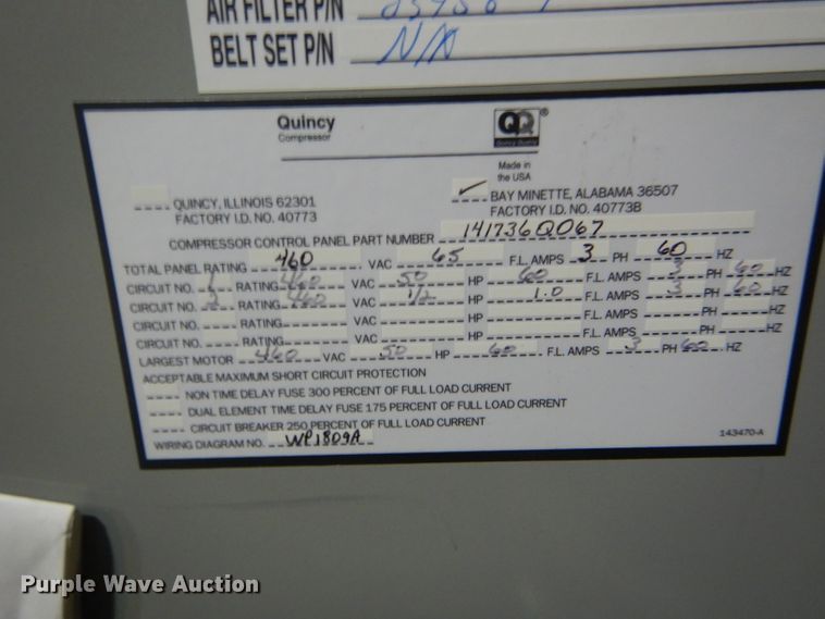 image for item GO9543 Quincy QSI245W0W31ED air compressor