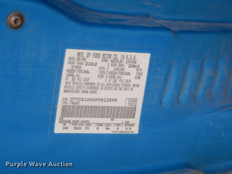 image for item GO9988 1993 Ford Ranger  pickup truck