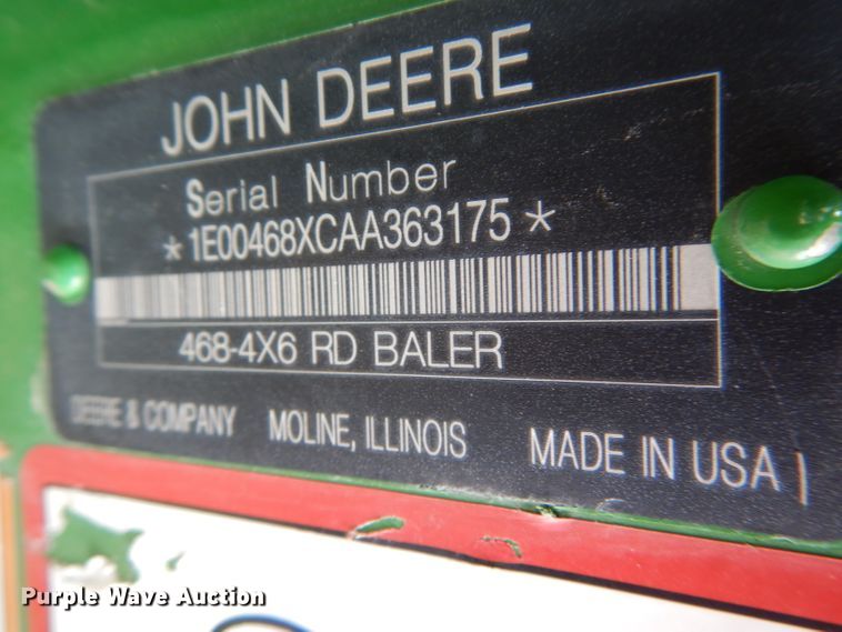 image for item DH4446 2010 John Deere 468 Mega Wide Plus round baler