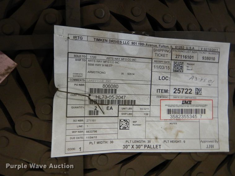 image for item FX9049 (6) rolls of Art's Way Manufacturing roller chains