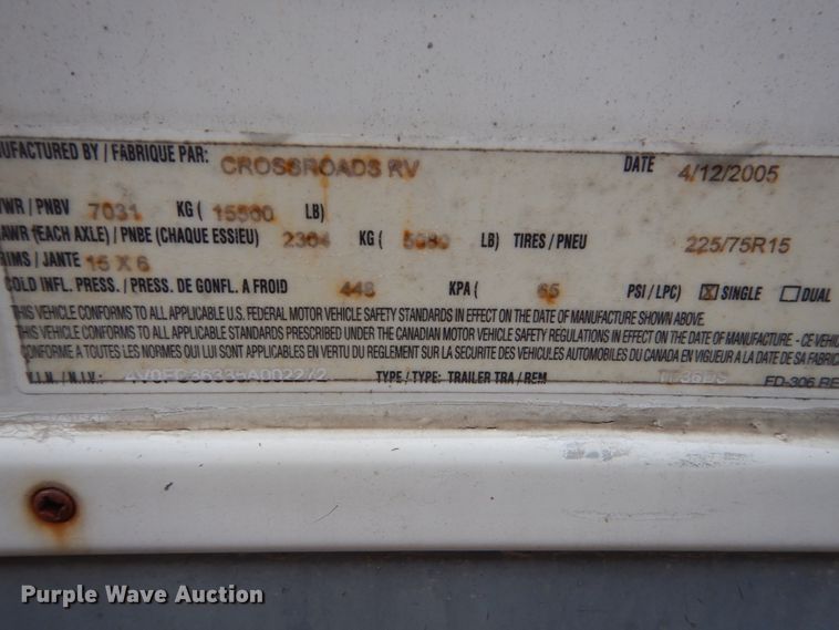 image for item GW9659 2005 Cross Roads Cross Terrain  camper