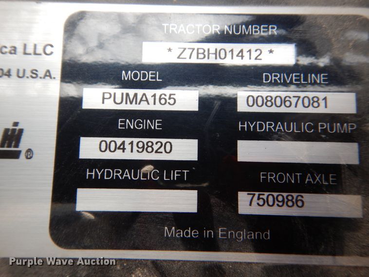 image for item GW9660 2007 Case IH Puma 165 MFWD tractor