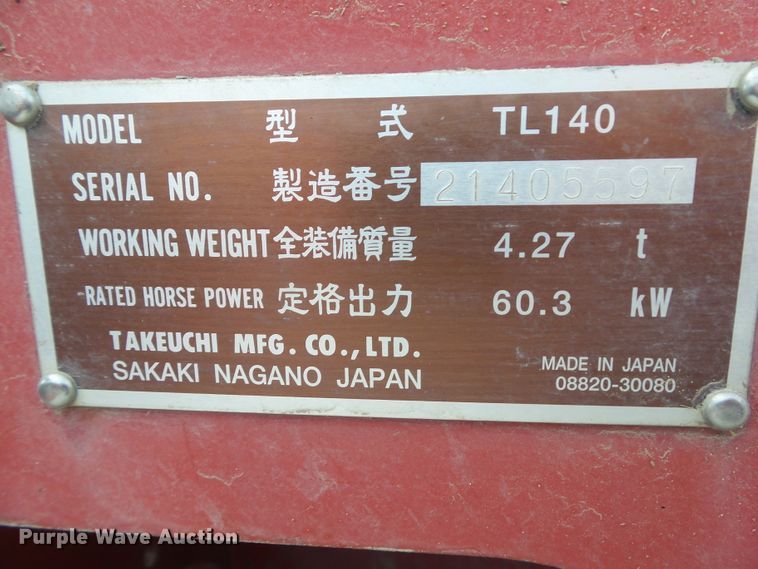 image for item GW9980 2007 Takeuchi TL140  skid steer