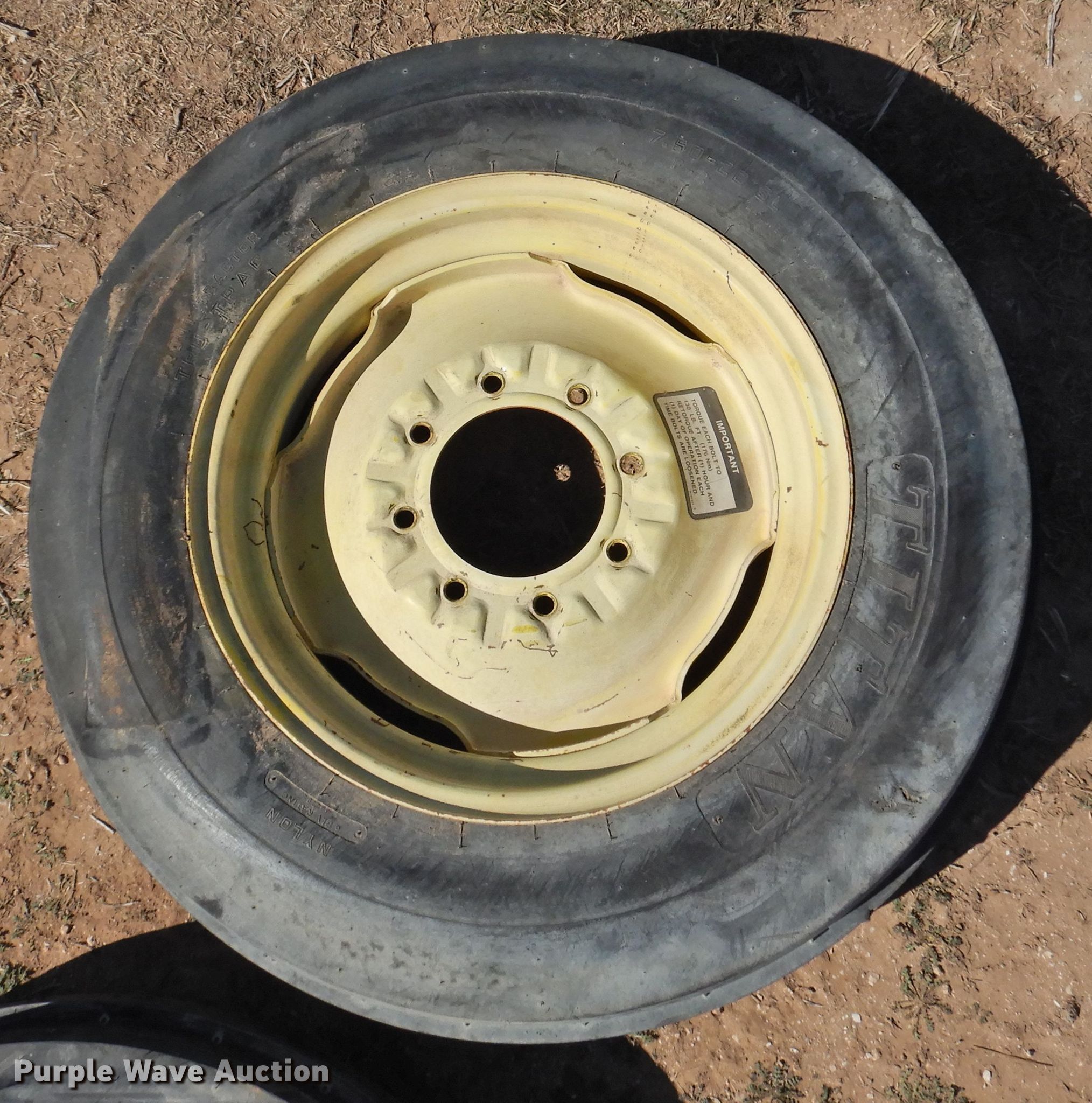 (2) Titan 7.520SL tires in Spearman, TX Item GN9777 sold Purple Wave