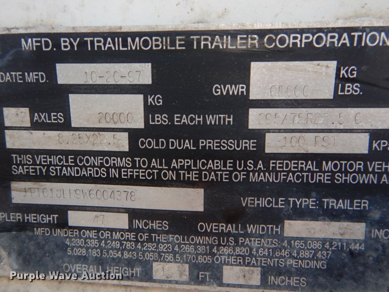 image for item DH6466 1998 Trailmobile dry van trailer