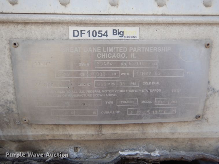 image for item DH6467 1998 Great Dane dry van trailer