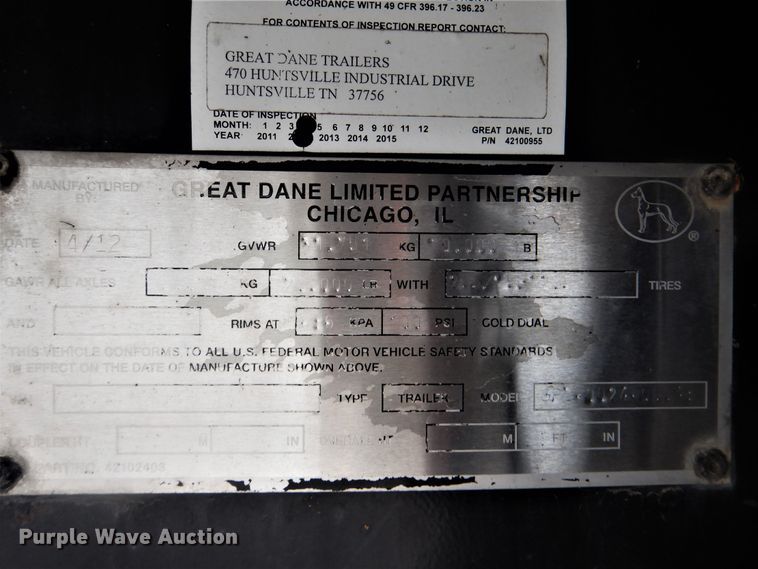 image for item GD9190 2013 Great Dane flatbed trailer