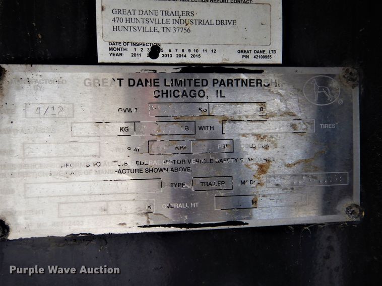 image for item GD9192 2013 Great Dane PLFR flatbed trailer