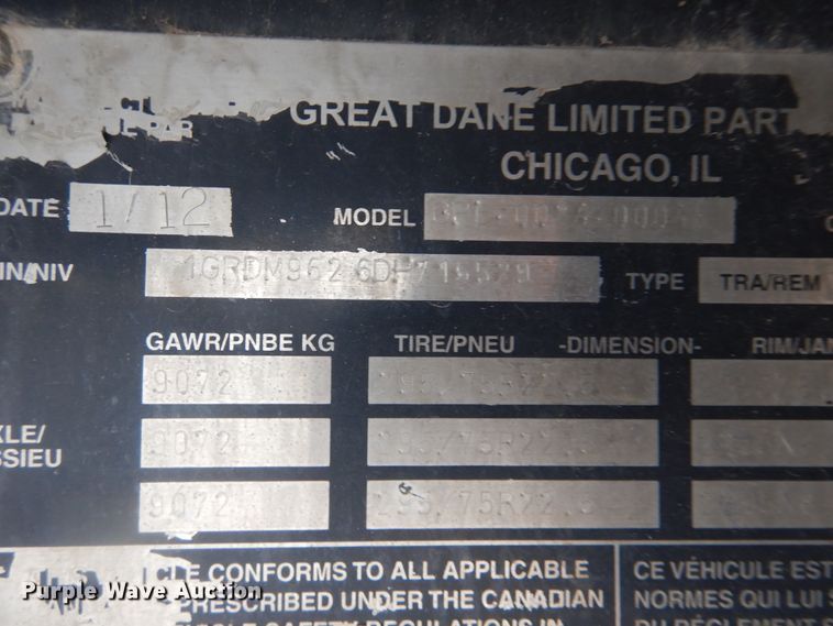 image for item GD9196 2013 Great Dane GPL0024000 flatbed trailer