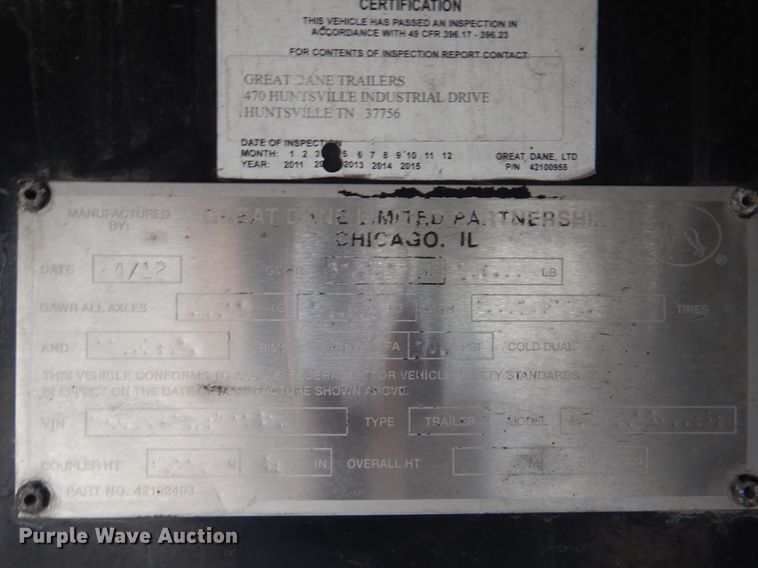 image for item GD9201 2013 Great Dane flatbed trailer