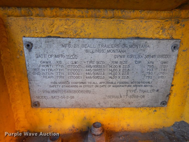 image for item GH9009 2006 Beall BATT-54-2-SB tank trailer