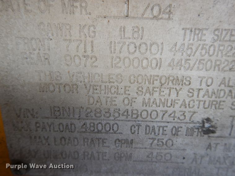 image for item GH9012 2004 Beall BATT-58-2-SB tank trailer