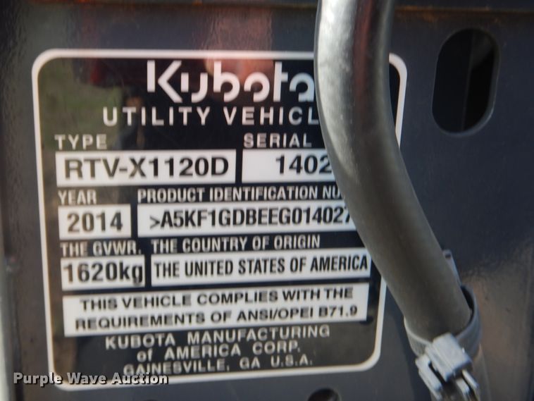 image for item ES9550 2014 Kubota RTV-X1120D utility vehicle