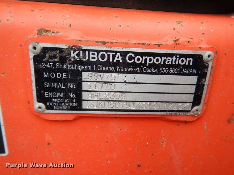 image for item ES9595 2016 Kubota SSV75  skid steer loader