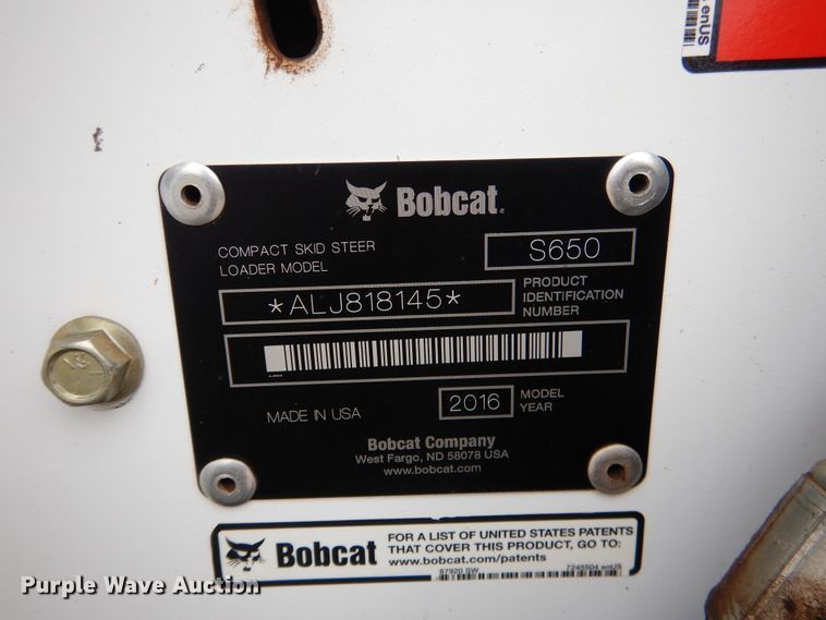 image for item ES9596 2016 Bobcat S650  skid steer loader