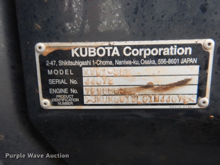 image for item ES9599 2015 Kubota KX91-3S2 Super Series 2 mini excavator