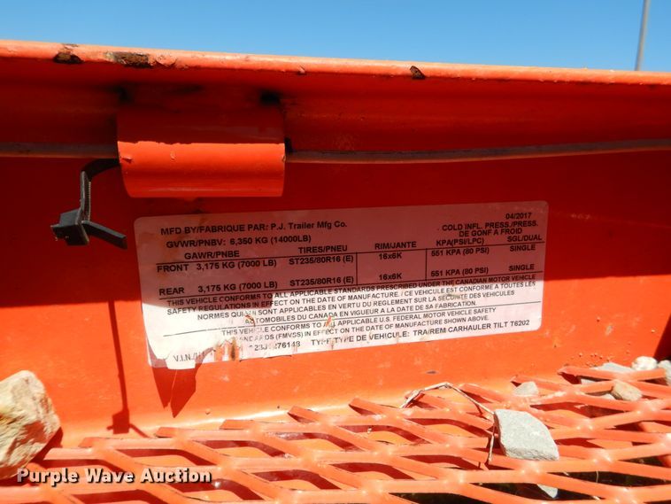 image for item ES9633 2018 PJ T6202 tilt deck equipment trailer