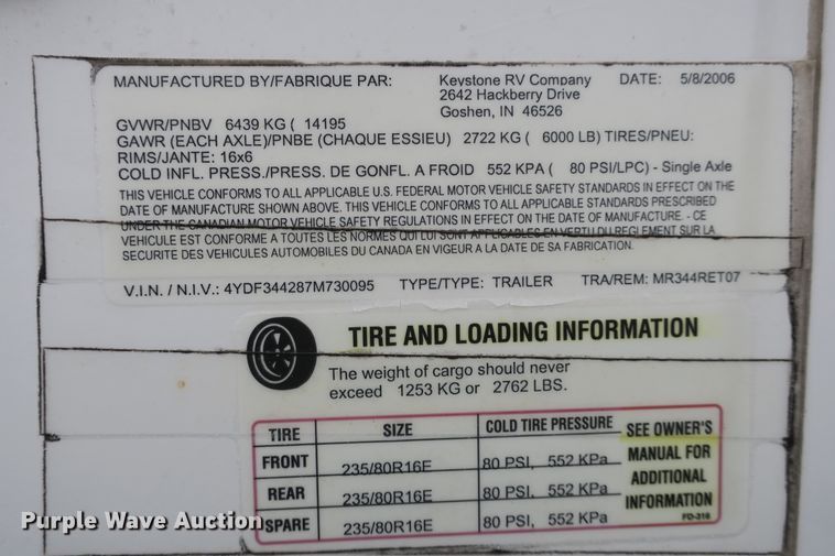 image for item DF5120 2007 Montana Mountaineer 344RET  camper