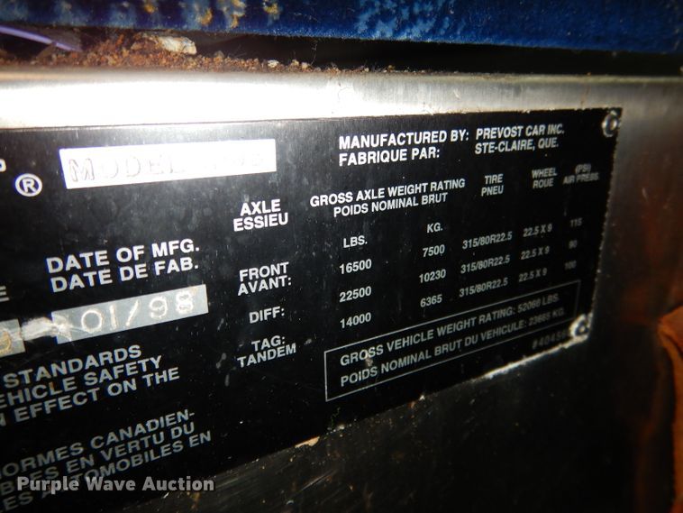 image for item DG5942 1998 Prevost H3-45 coach bus