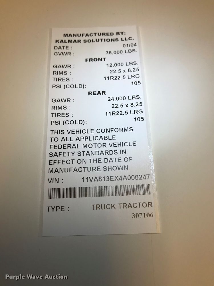 image for item DH4387 2004 Ottawa 30 yard truck