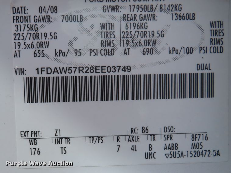 image for item DI2113 2008 Ford F550 Super Duty XL Crew Cab utility truck