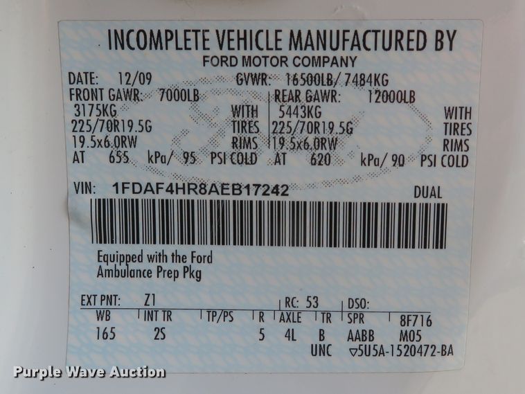 image for item DI2114 2010 Ford F450 Super Duty XL truck cab and chassis