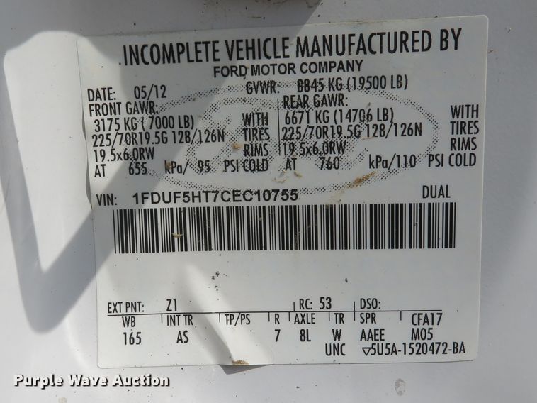 image for item DI2119 2012 Ford F550 Super Duty XL utility truck