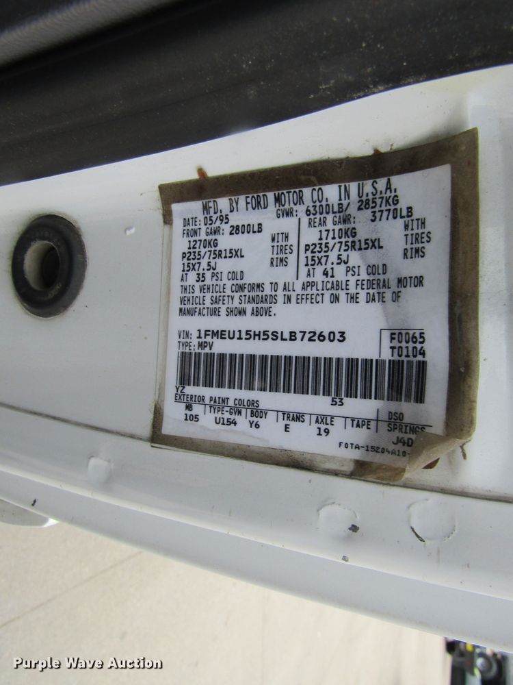 image for item FD9396 1995 Ford Bronco  SUV