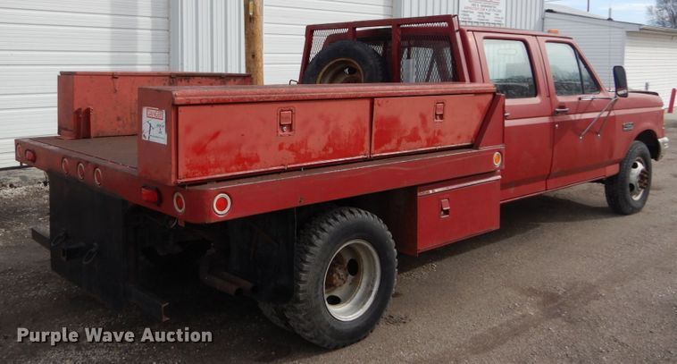 image for item GB9830 1988 Ford F350  Crew Cab flatbed pickup truck