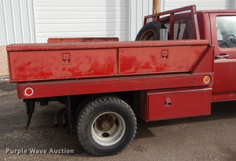 image for item GB9830 1988 Ford F350  Crew Cab flatbed pickup truck