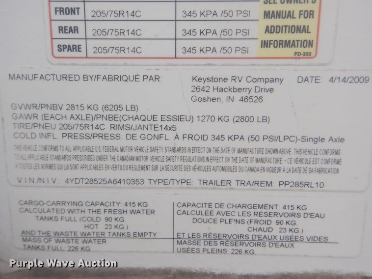 image for item GF9135 2010 Keystone Passport Ultra Lite  camper