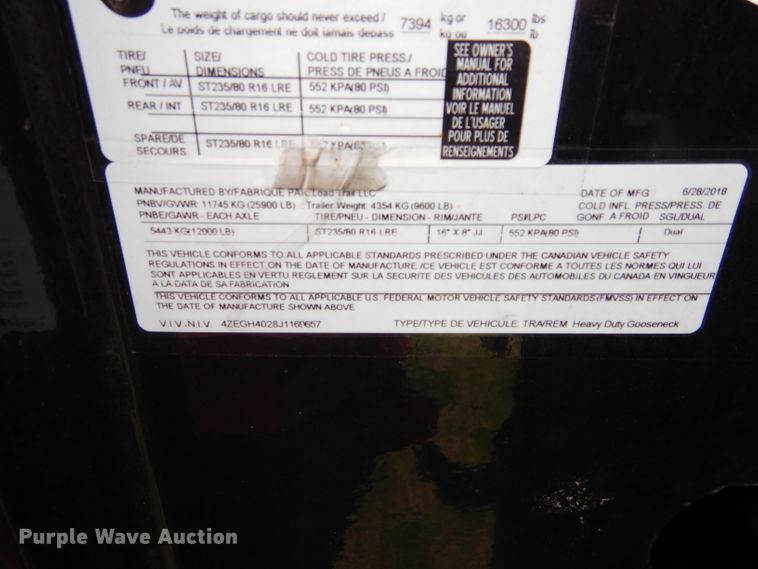 image for item GK9106 2018 Load Trail equipment trailer