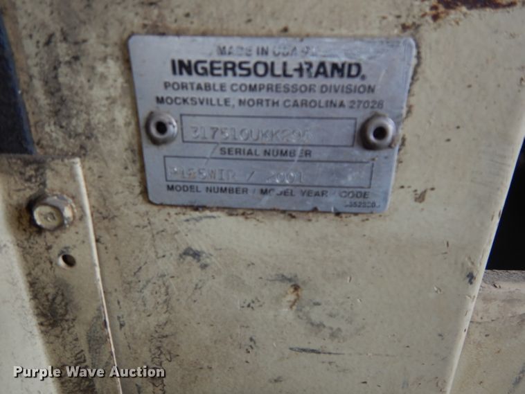 image for item GK9136 2001 Ingersoll Rand P185WIR air compressor